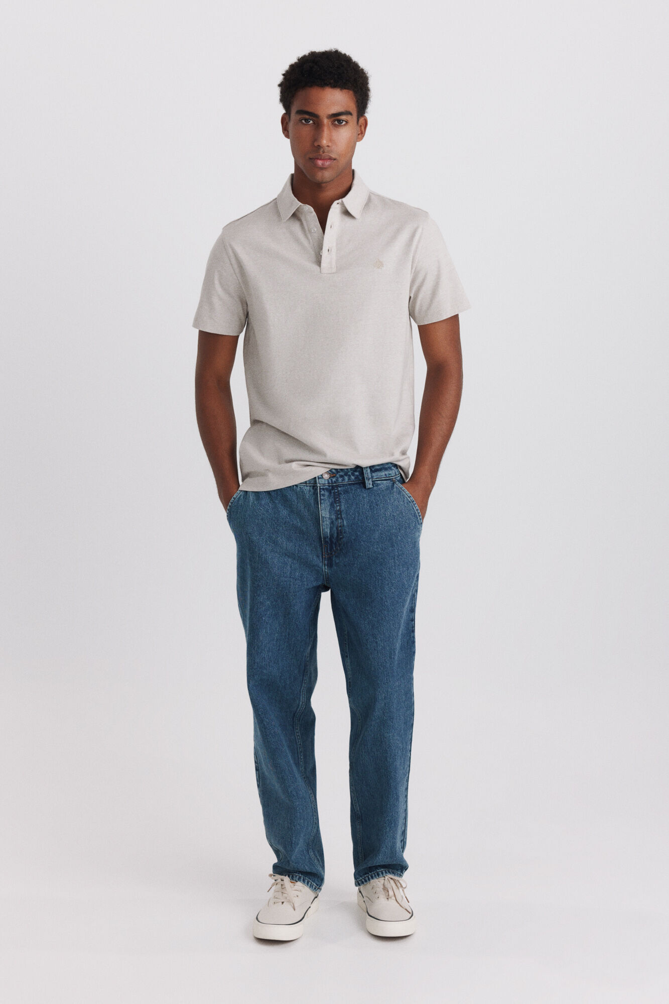 Springfield Polo em malha microrriscas slim fit