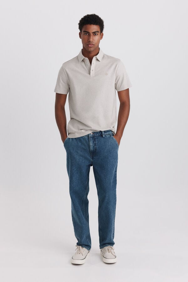 Springfield Polo em malha microrriscas slim fit cru