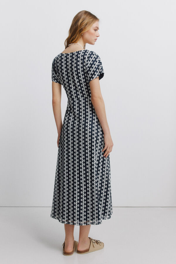 Springfield Vestido midi bordado azul