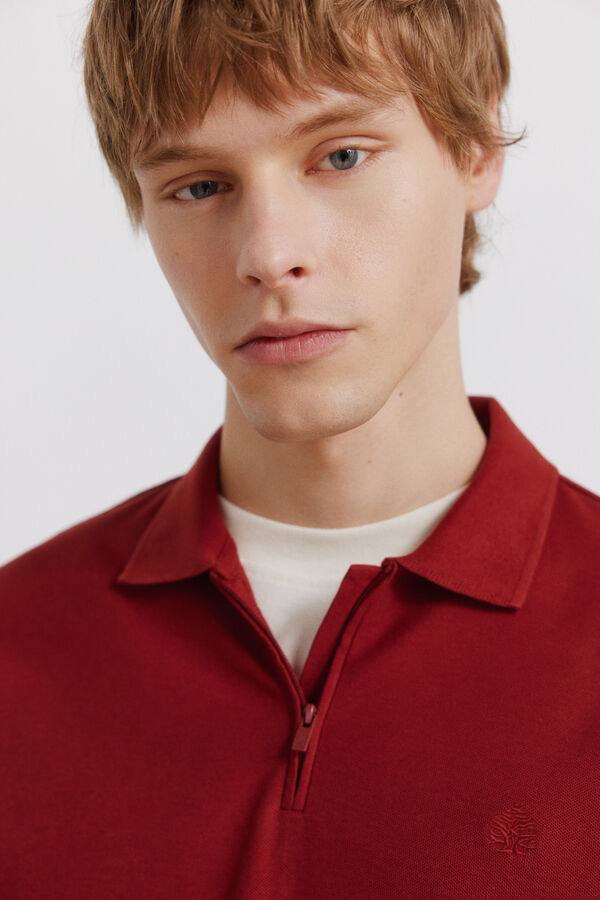 Springfield Polo piqu&eacute; fecho-&eacute;clair regular fit vermelho