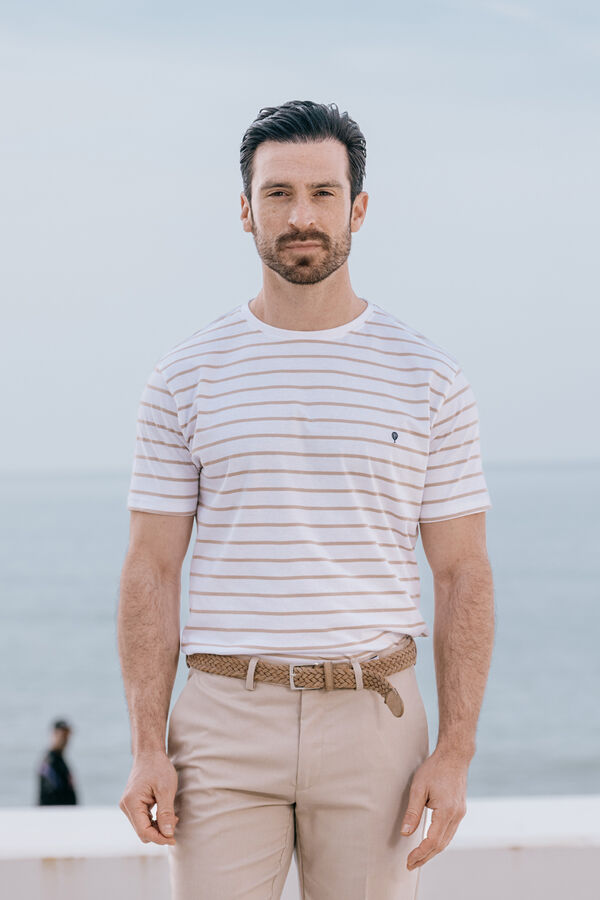 Celopman T-shirt de riscas bege