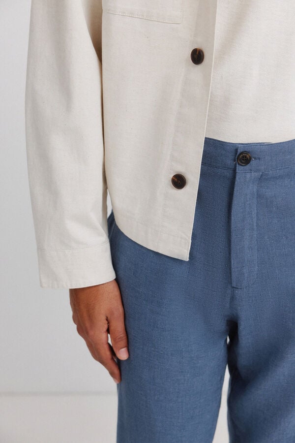 Springfield Cal&ccedil;as slim fit confort&aacute;veis de estrutura de linho azul