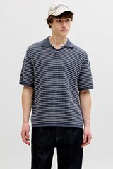 Jack & Jones Polo em malha relaxed fit em algod&atilde;o cinzento