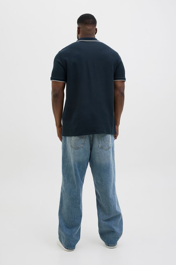 Jack & Jones PLUS Polo b&aacute;sico manga curta azul