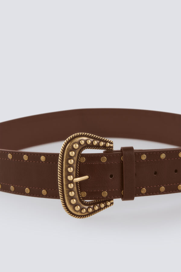 Springfield Cintur&oacute;n ancho tachas marr&oacute;n