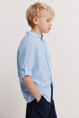 Springfield Kids Camisa de linho &agrave;s riscas gola mao para menino azul