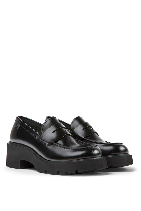Camper Mocasines de piel para mujer con suelas de EVA. negro