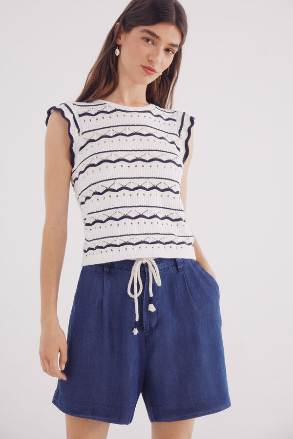 Springfield Shorts de cinto tencel azul