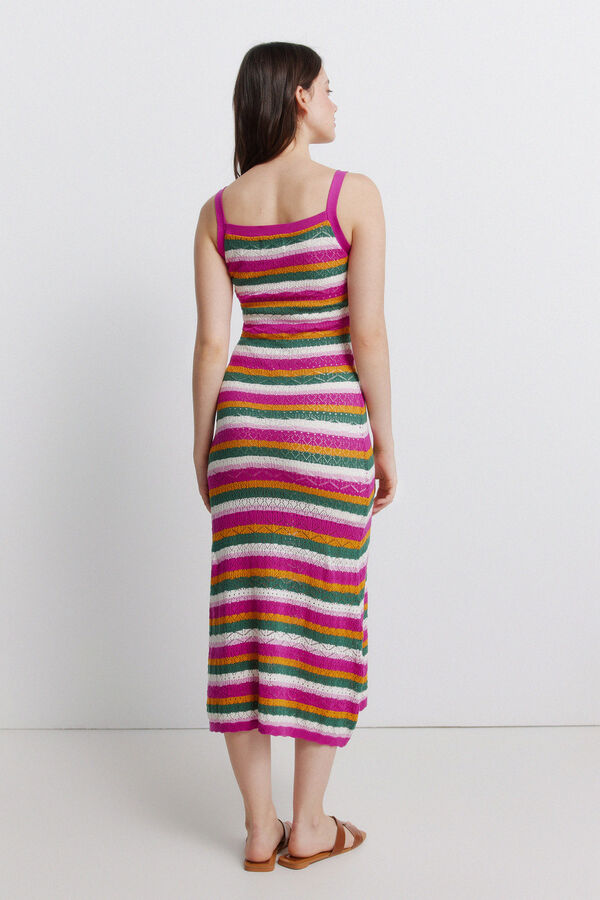 Springfield Vestido midi em malha multicolor rosa
