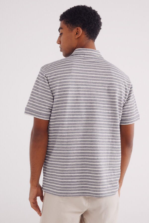 Springfield regular fit structured microstripe polo jersey blue