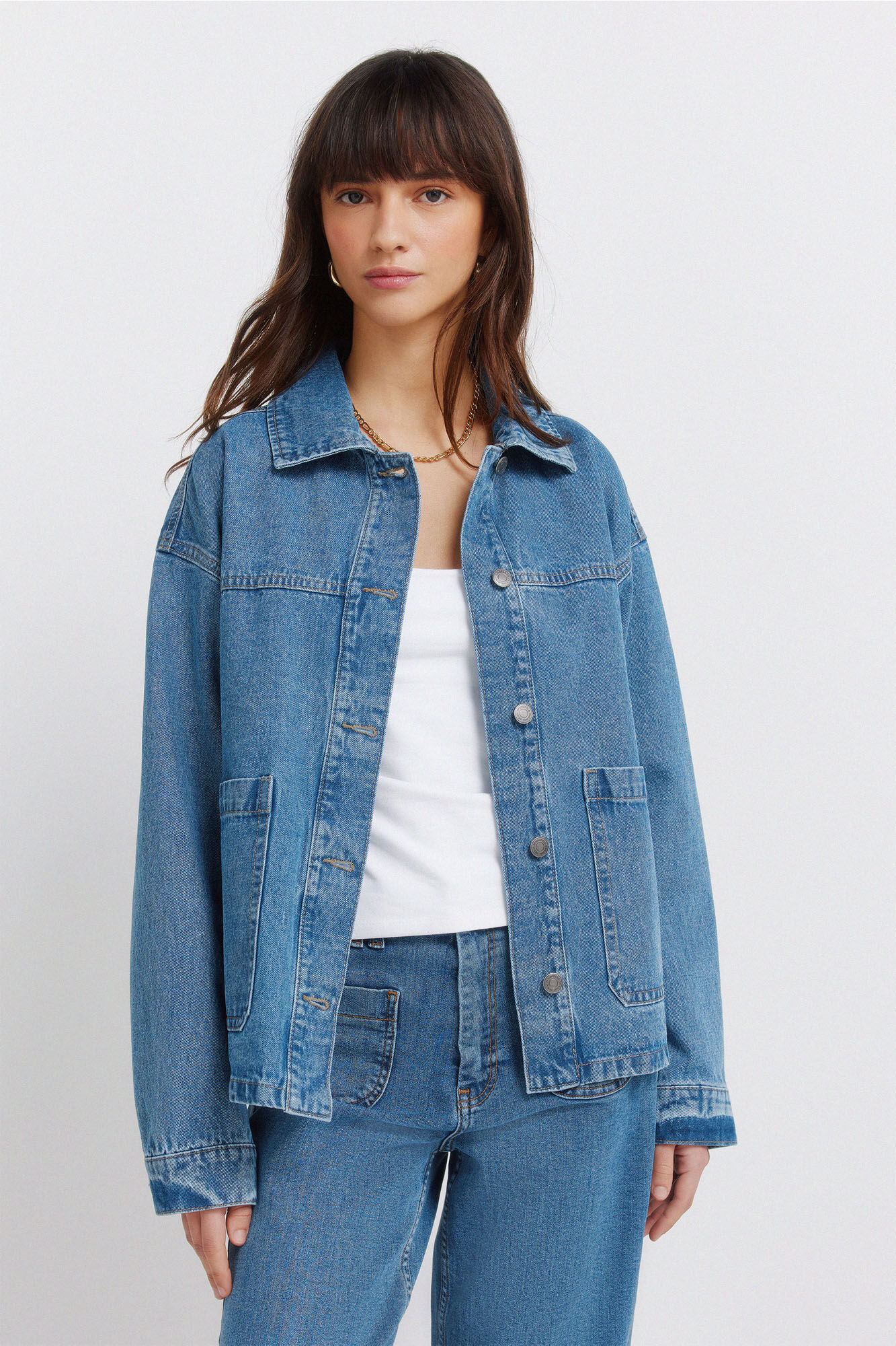 Springfield Casaco oversized em denim