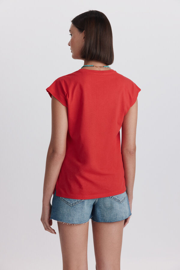Springfield T-shirt crochet ombro vermelho