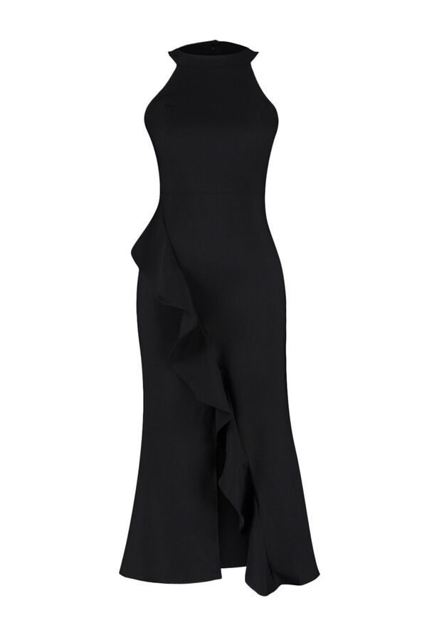 Trendyol Vestido com folhos preto