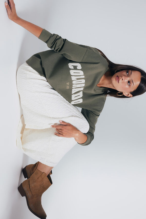 Springfield Sweatshirt com estampa urbana Caqui escuro