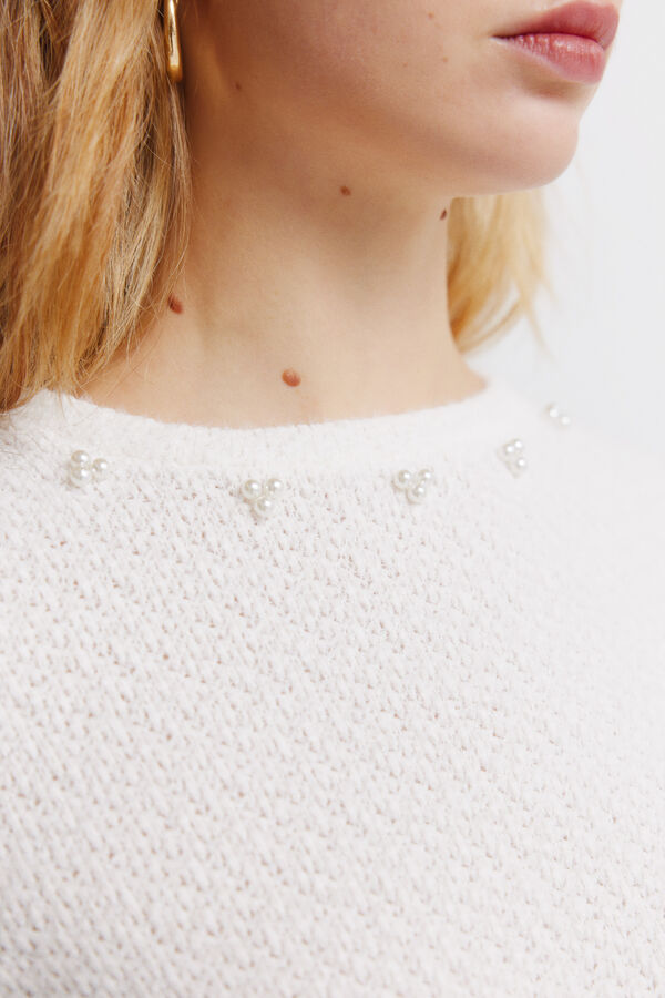 Springfield T-shirt de chenille gola fantasia bege