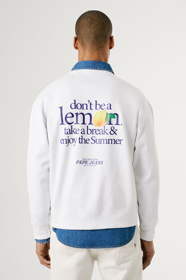Pepe Jeans  Sweatshirt com gola redonda , logo frontal e estampado nas costas.  branco