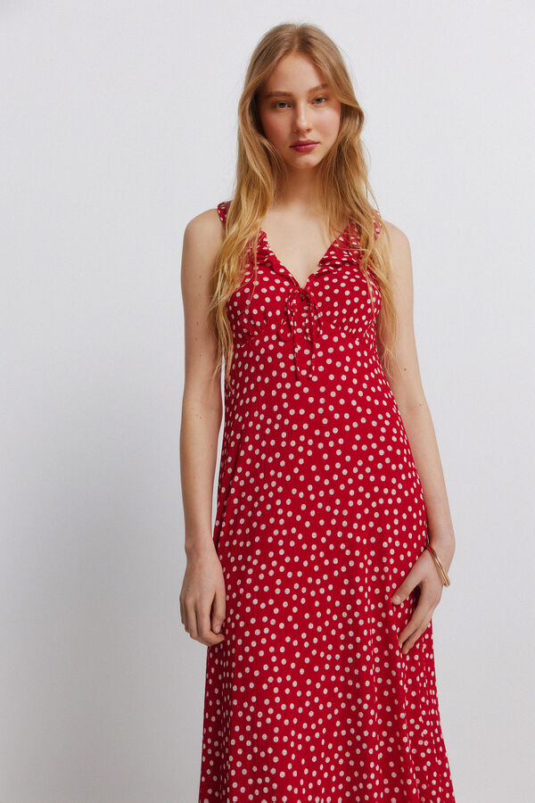 Springfield Vestido volantes escote lazo rojo