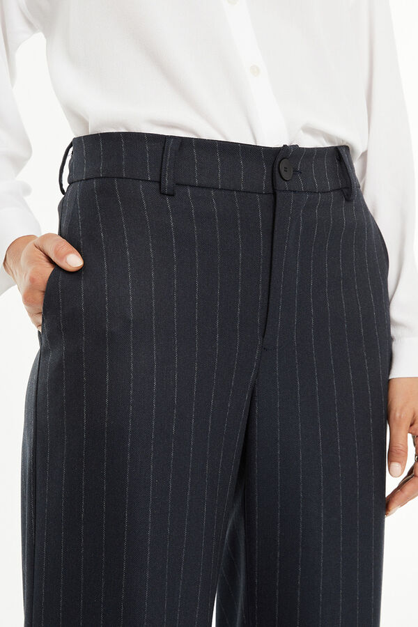 System Action Calça risca de giz azul