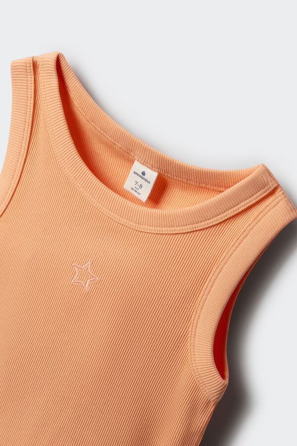 Springfield Kids Top canelado bordado estrela menina vermelho