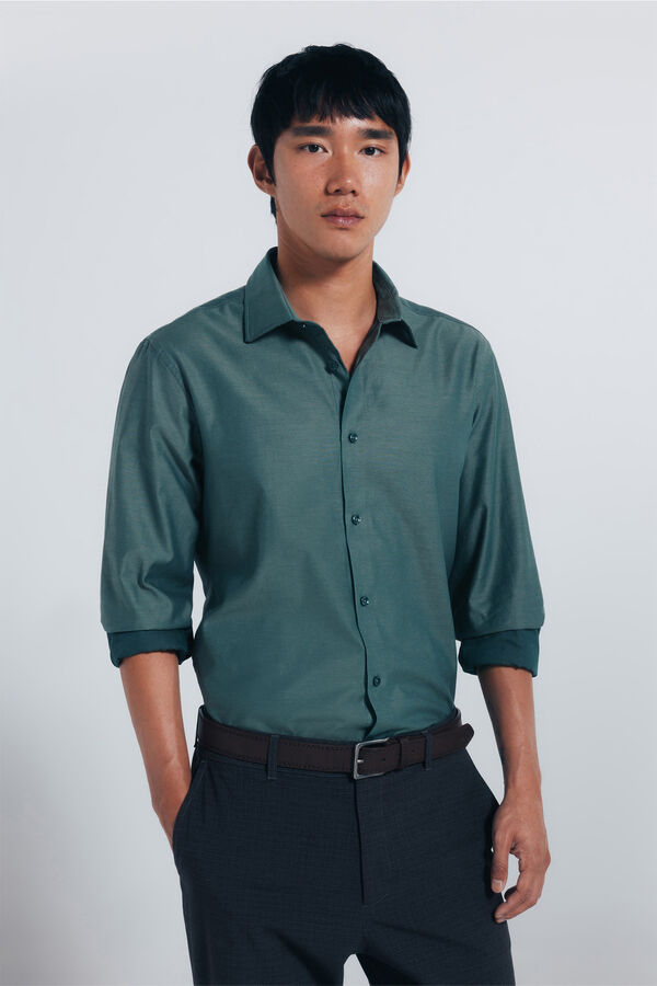 Springfield Camisa estruturada de fácil cuidado verde