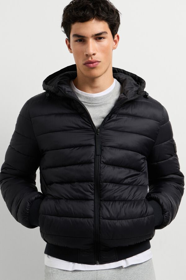 Pepe Jeans Casaco acolchoado com capuz preto