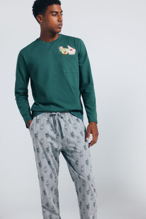 Springfield Pijama largo Bob Esponja verde