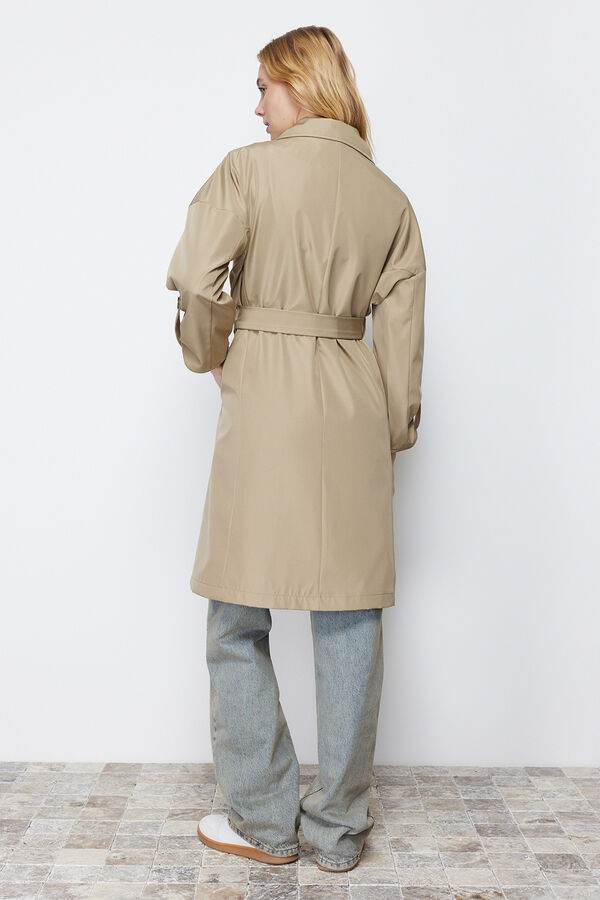 Trendyol Gabardina oversize comprida bege