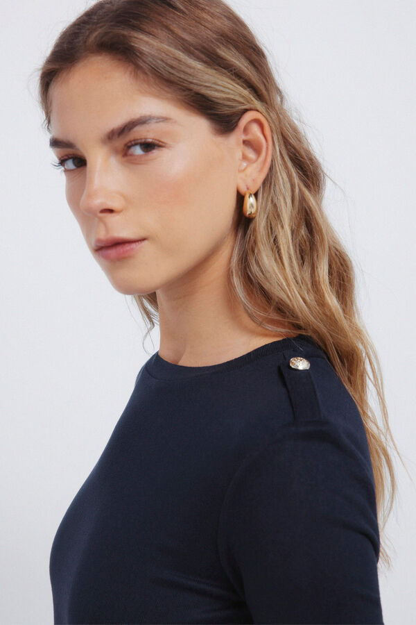 Springfield Cut-out jersey-knit T-shirt with shoulder loop blue