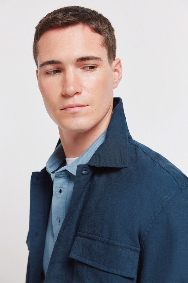 Springfield Sobrecamisa em linho azul