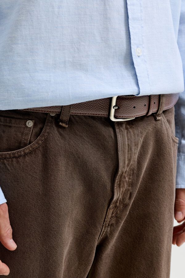Jack & Jones Cinto efeito pele castanho