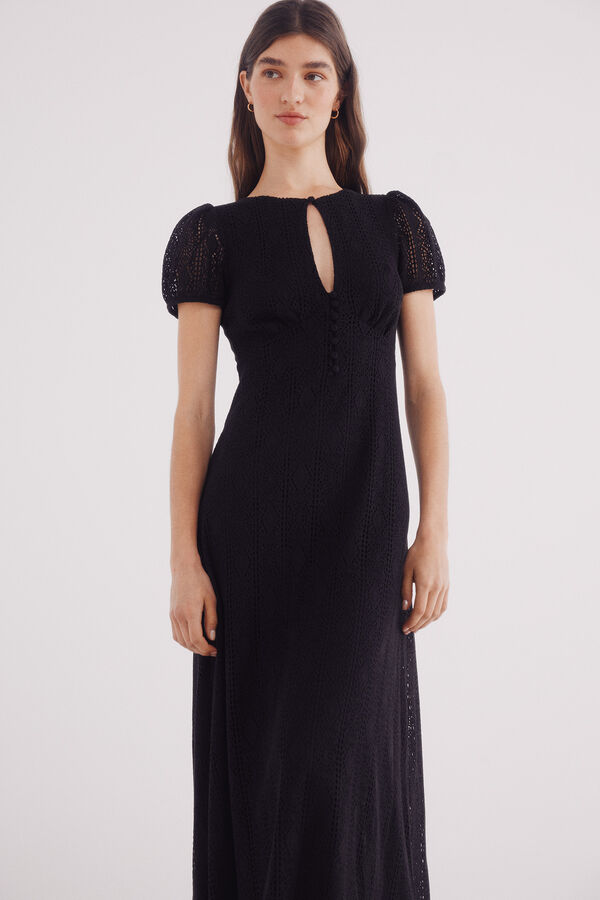 Springfield Vestido midi com decote fenda preto