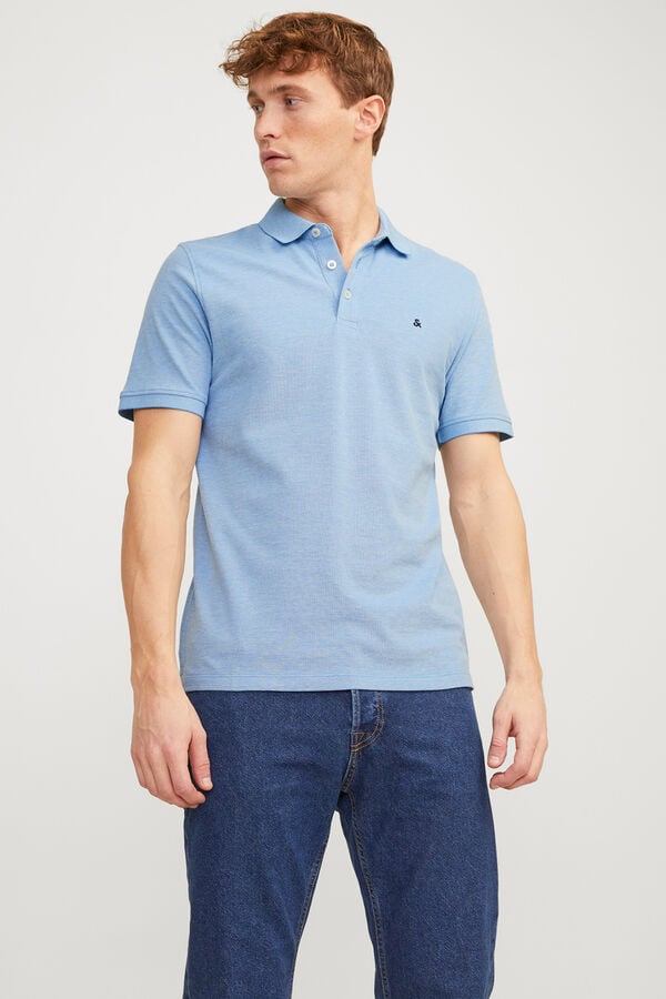 Jack & Jones Polo de manga curta b&aacute;sico azul