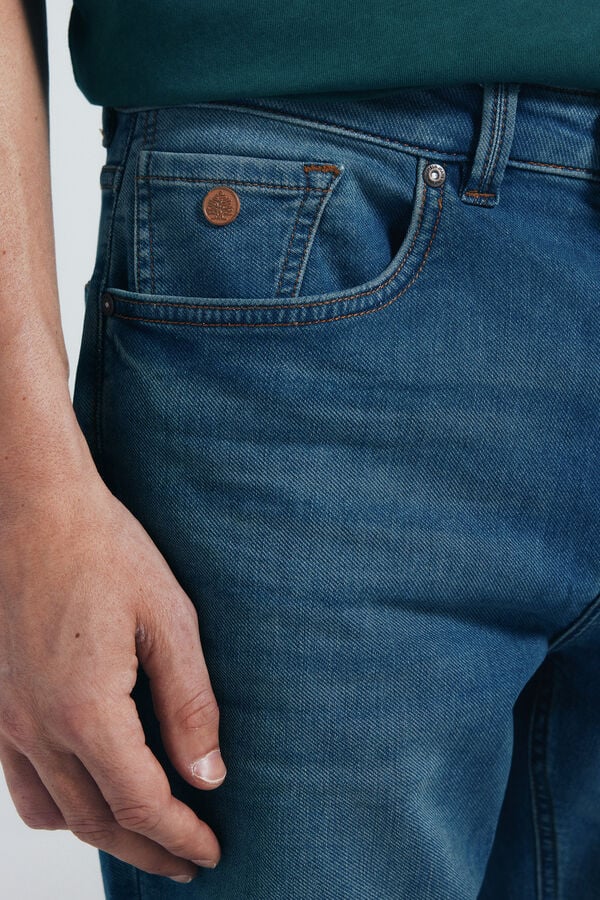 Springfield Calça jeans slim fit de malha denim azul