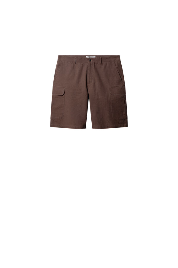 Springfield Bermudas de linho cargo comfort fit castanho