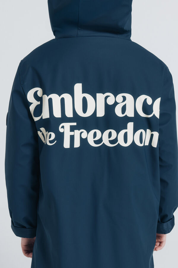 Springfield Kids Navy blue parka with phrase for children blue