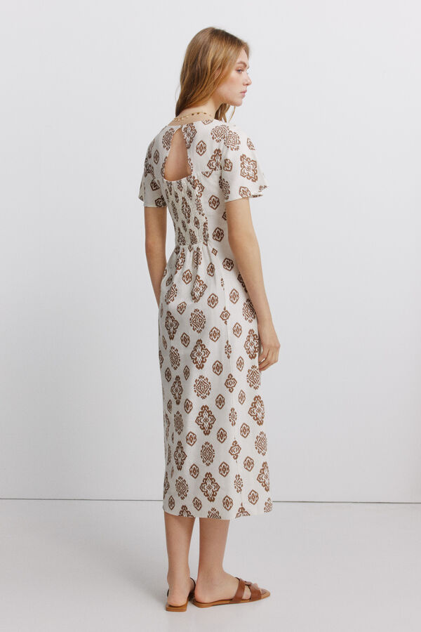 Springfield Vestido lino camisero estampado estampado