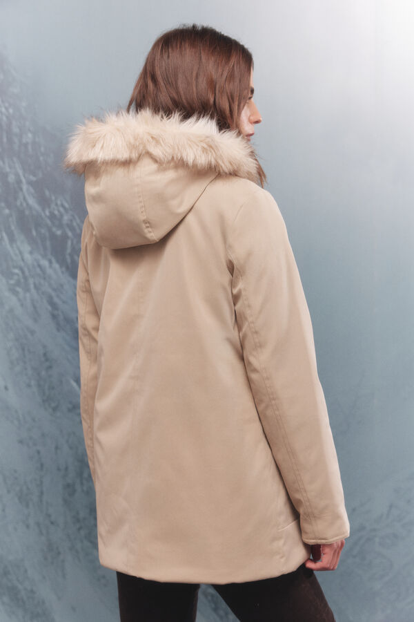 Springfield Parka com capuz e zíper metálico Sorona Aura camel