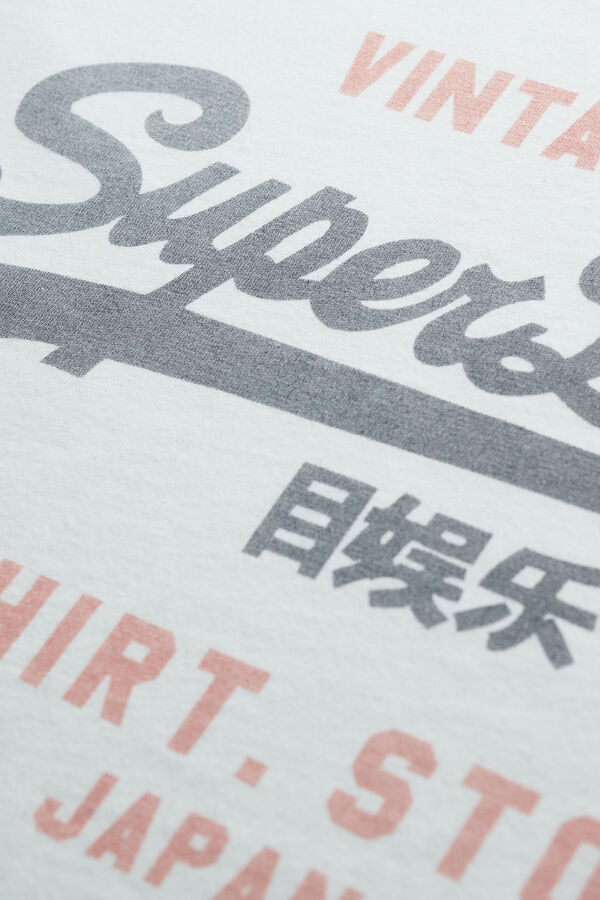 Superdry T-shirt manga curta b&aacute;sica com log&oacute;tipo grande branco