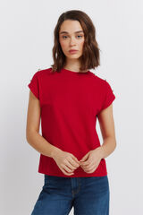 Springfield T-shirt de manga curta com bot&otilde;es vermelho