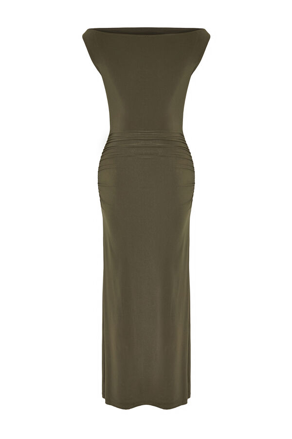 Trendyol Vestido de malha Caqui escuro