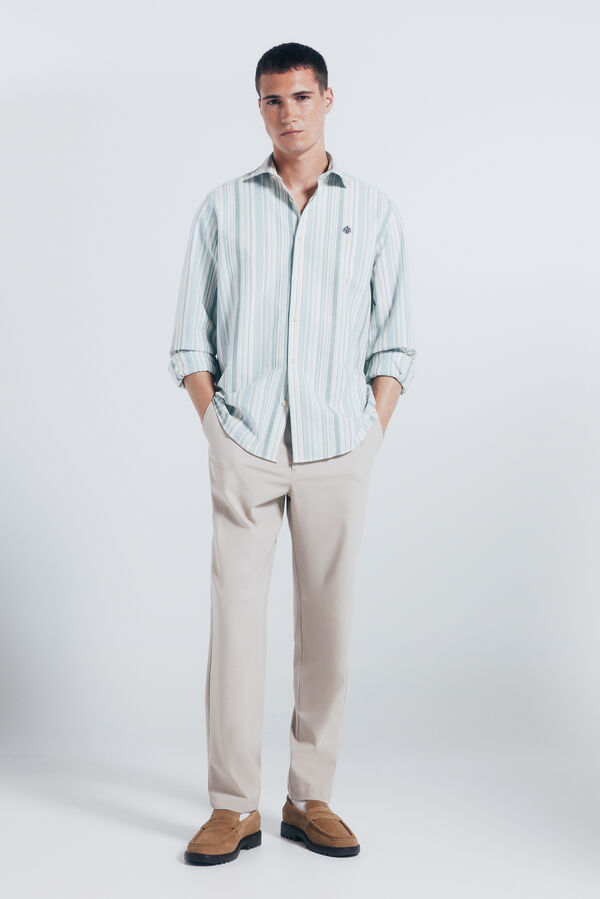 Springfield Camisa oxford riscas verde