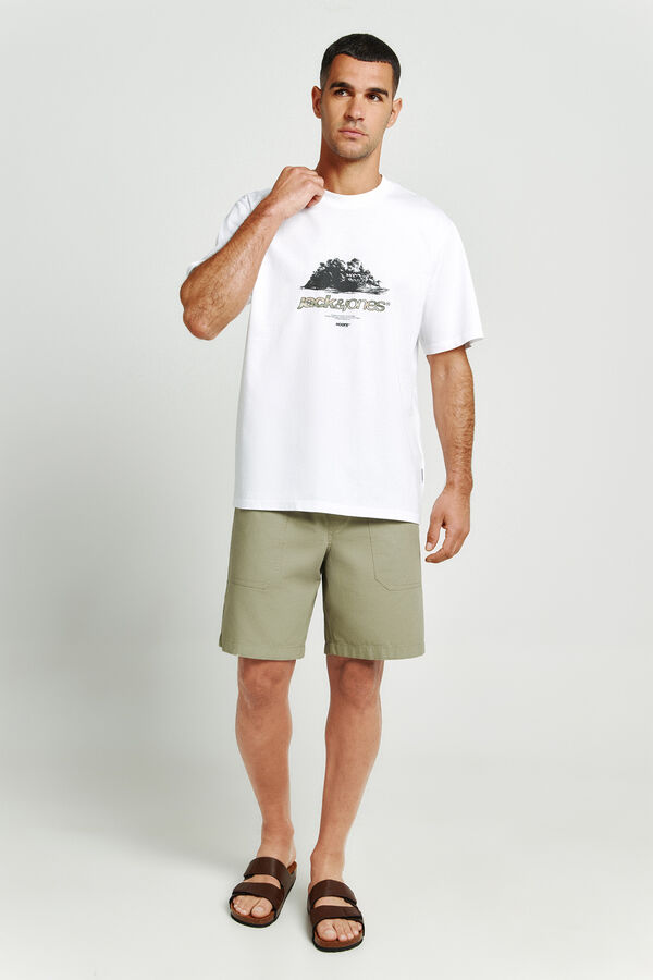 Jack & Jones T-shirt regular fit em algod&atilde;o branco