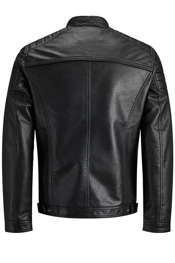 Jack & Jones Blusão com efeito de couro preto
