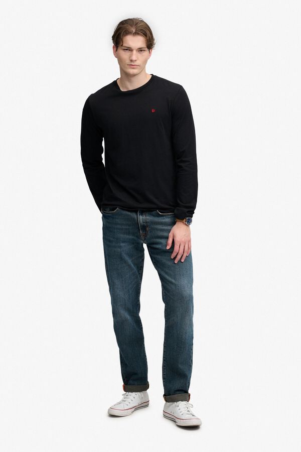 Superdry T-shirt b&aacute;sica lisa preto