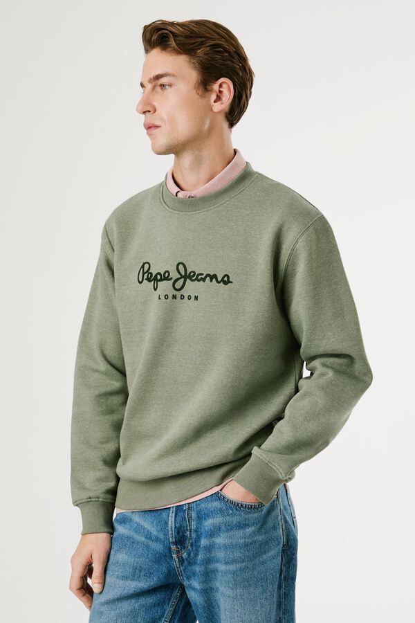 Pepe Jeans Sweatshirt Gola Redonda Com Logo verde