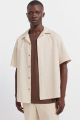 Springfield Linen bowling short sleeve shirt grey