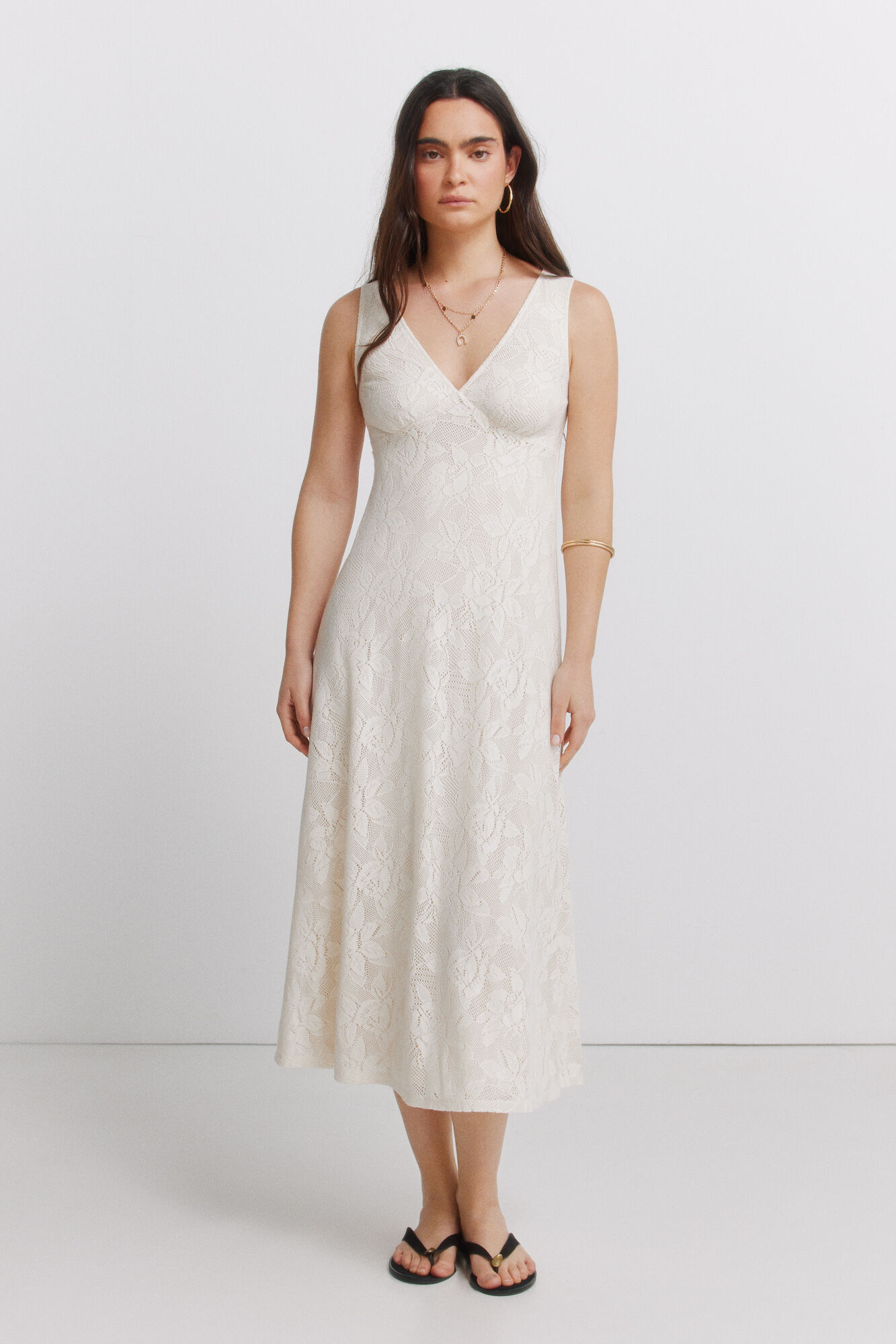 Springfield Vestido tirantes bordado flor