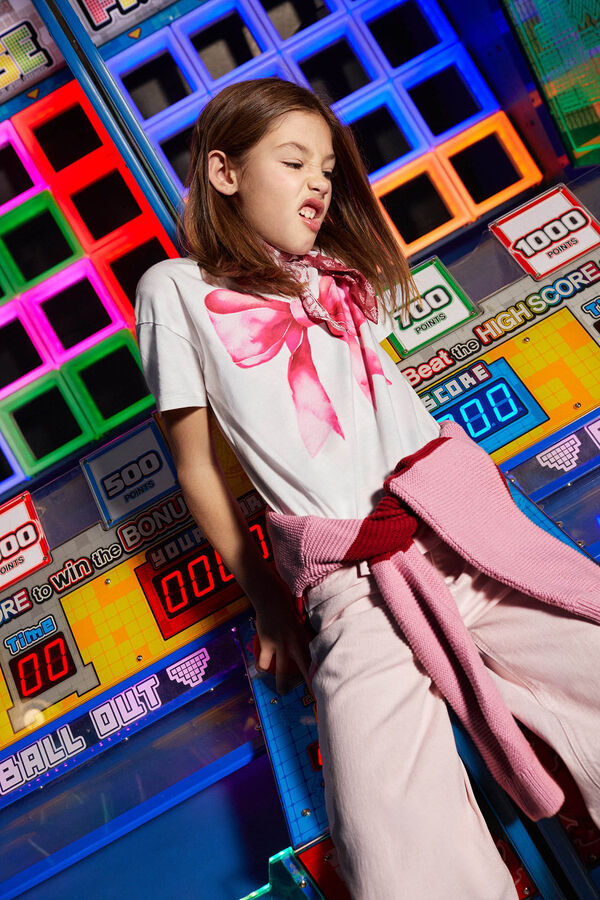 Springfield Kids T-shirt com laço de menina branco