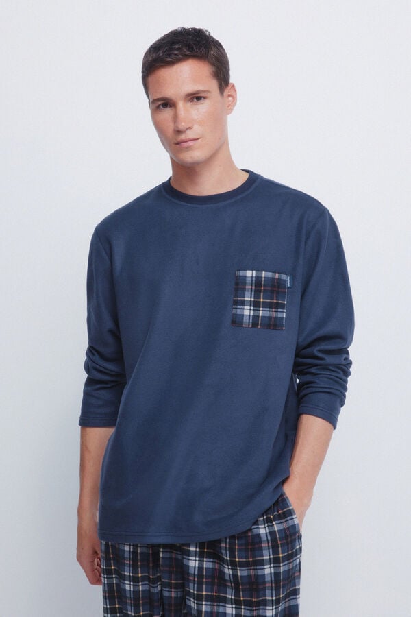 Springfield Conjunto de pijama comprido de tecido quente azul