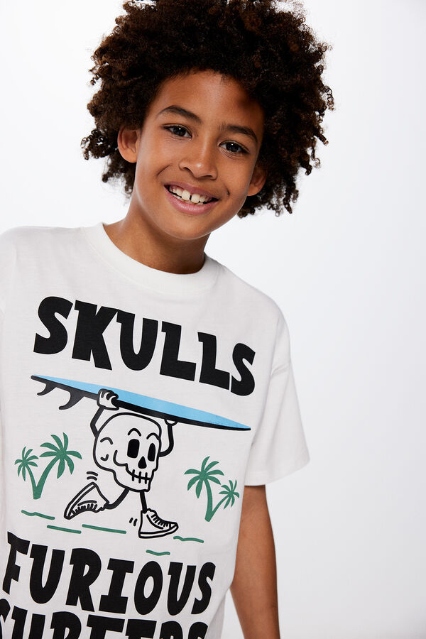 Springfield Camiseta "furious surfers" niño marfil